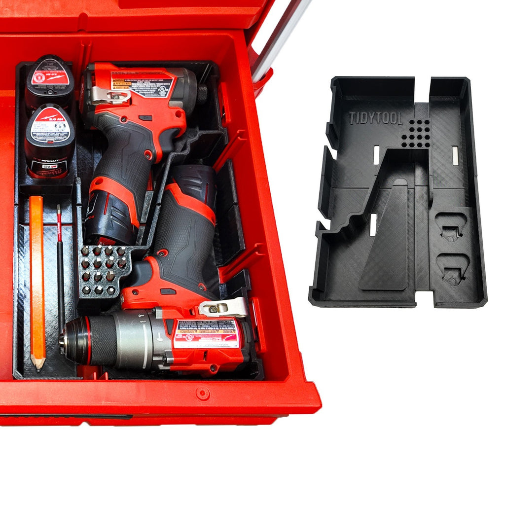 M12 Fuel Drill Impact Organizer Milwaukee Drawer 2 Tools 3 Batteries PETG USA