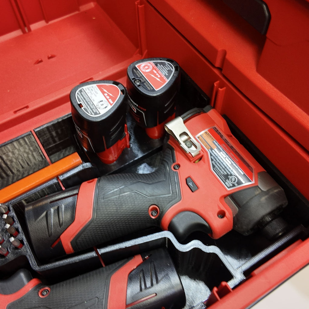 M12 Fuel Drill Impact Organizer Milwaukee Drawer 2 Tools 3 Batteries PETG USA