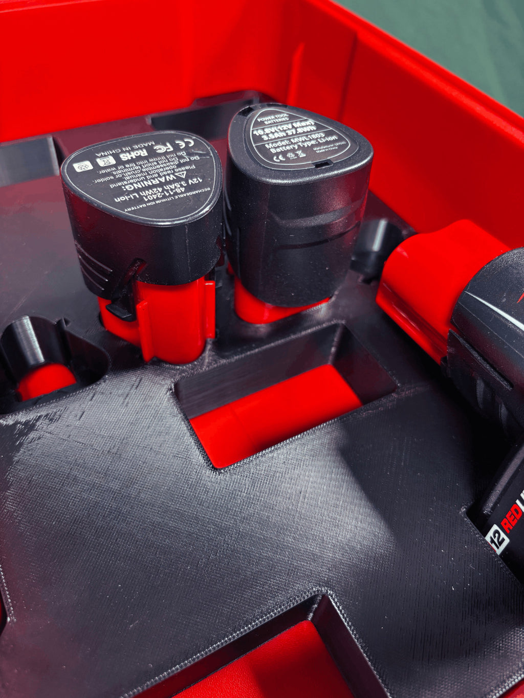 M12 Battery Organizer 10 Batteries Milwaukee Packout PETG USA Made Mixed Storage